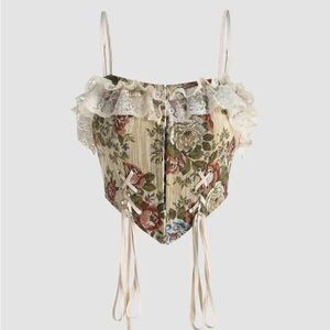 Cider Love and Renaissance Floral Lace-Up Corset Top Sz 10 NWOT